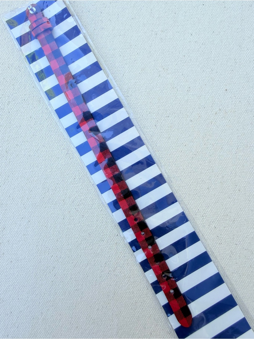 *Single Leather Band* KEEP COLLECTIVE Retired Buffalo Plaid Red/Black